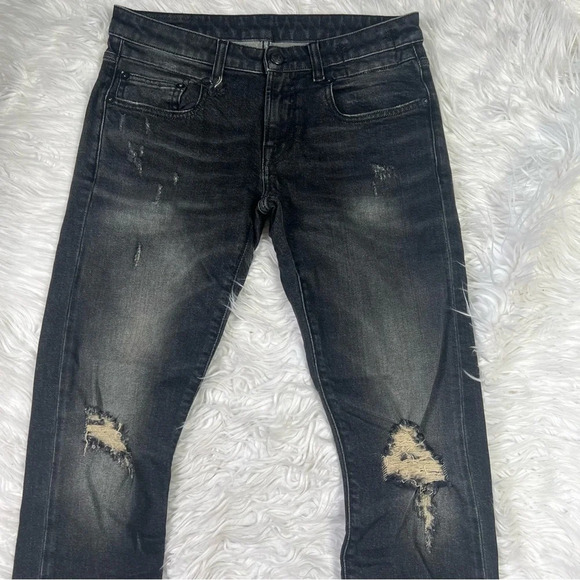 R13 Boy Skinny Washed Black Jeans Denim Distressed Ripped 25 Mid Rise Women - Picture 4 of 16